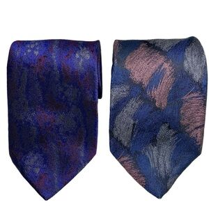 Set of 2‎ Vintage Bachrach Silk Ties Abstract Classic Length Wearable Art